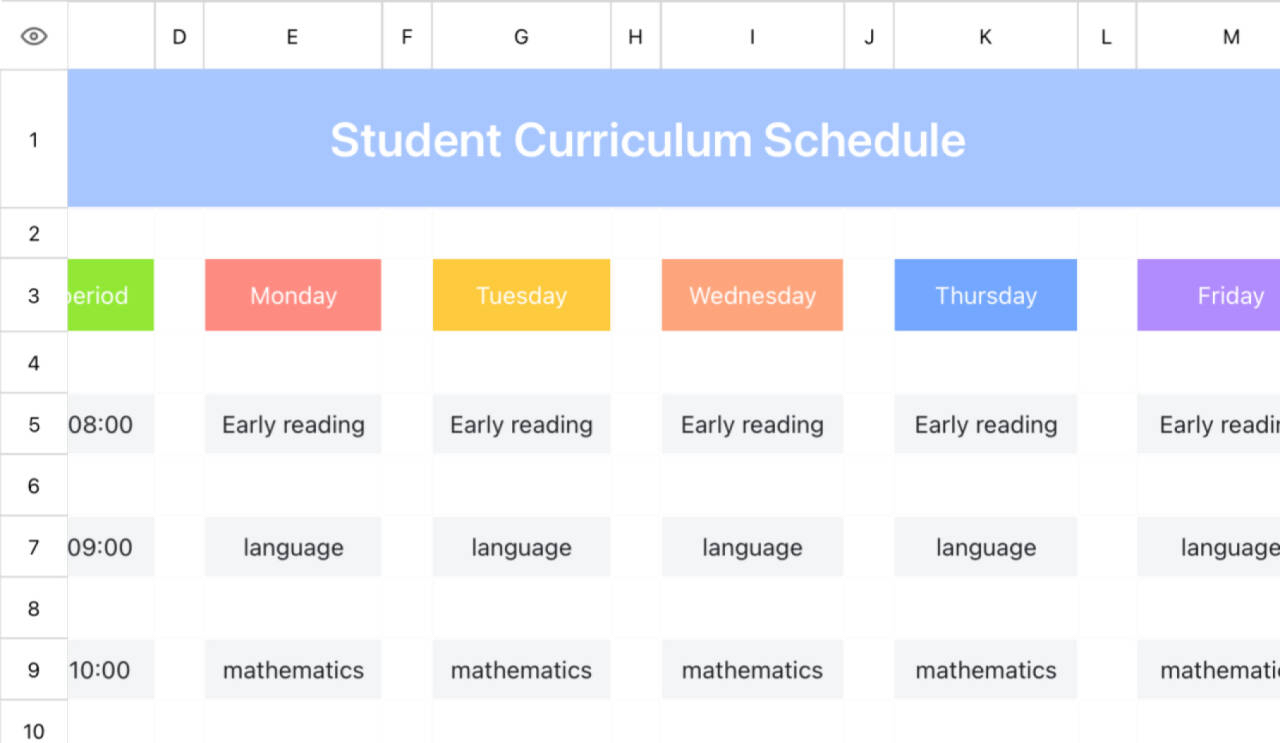 Student Schedule 11 1
